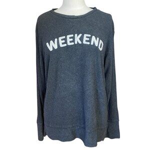 Royce Brand “Weekend” Loop Patten Letters Sweatshirt Gray Lounge Athleisure-XL